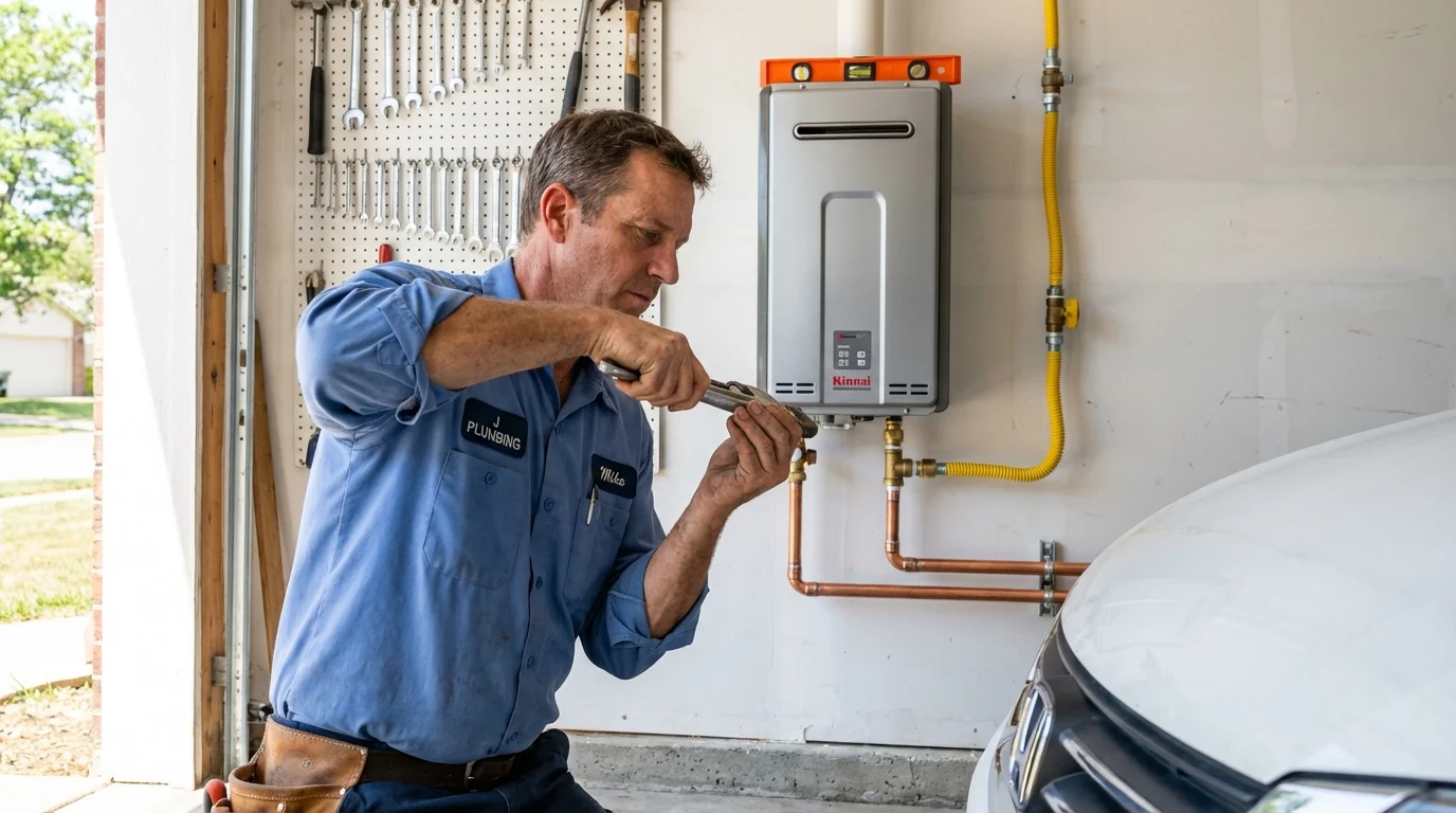 Tankless water heater installation by a Johns Plumbing LLC plumber in Farmville